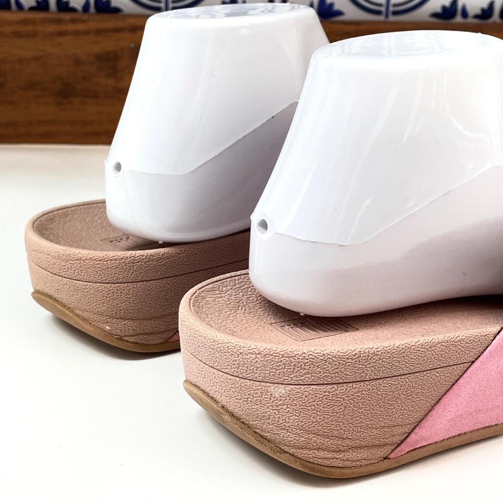 FitFlop Demelza Pink Shimmer Logo Toe Post Wedge Sandal Size 9 - Picture 7 of 11